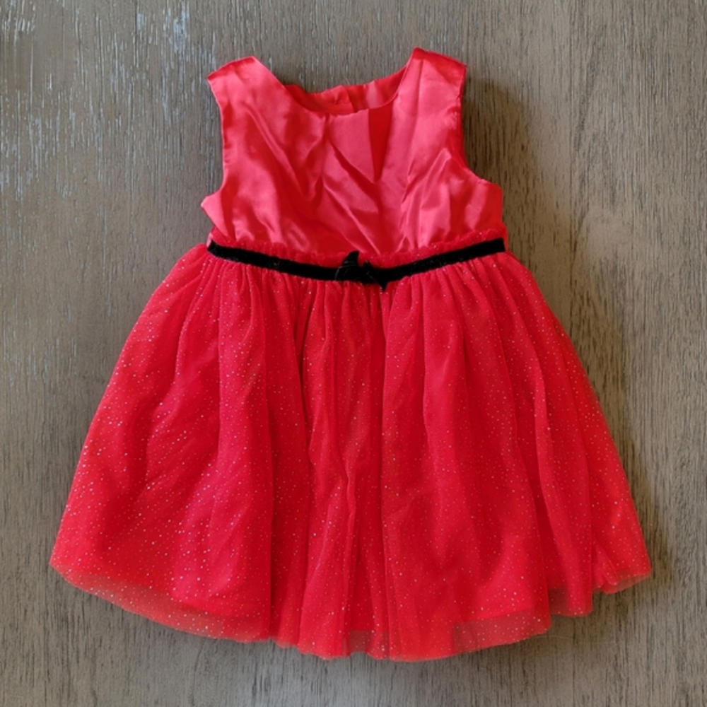 Nannette Girls Red with Black Bow Special‎ Occasion Dress 12 Months